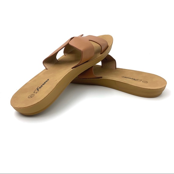 “H” Faux Leather Sandals in Tan - Picture 6 of 8